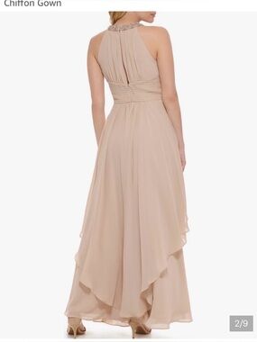 Eliza J - Blush Cream Chiffon Asymmetrical Mother of the Groom or Bride Dress .